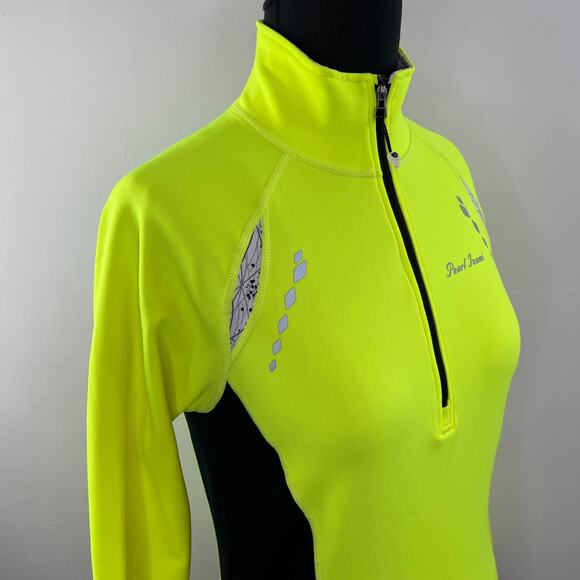 Pearl Izumi Select Neon Yellow Black Reflective Cycling Half Zip Long Pullover S - Picture 4 of 8